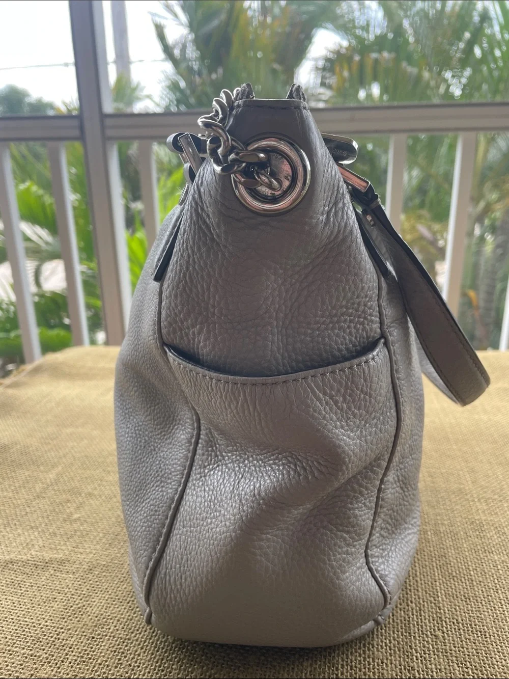 Michael Kors pebbled Leather  Handbag  Pearl Gray